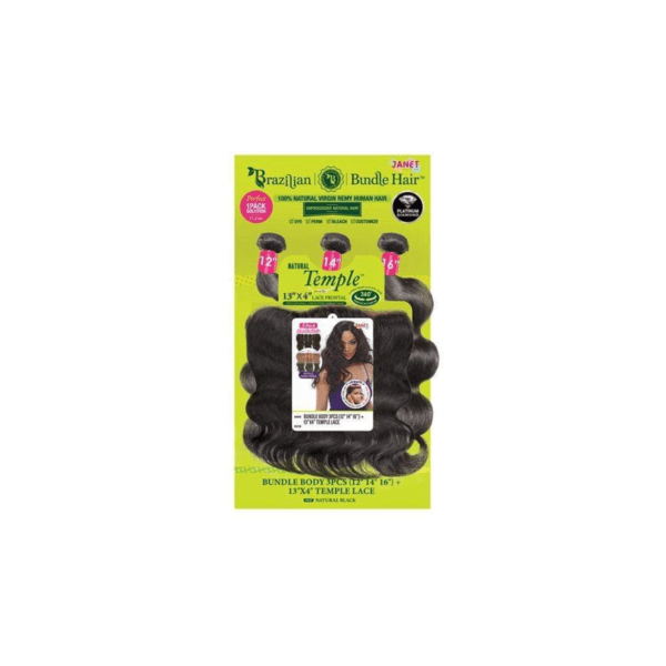 Janet Collection 100% Unprocessed Remy Human Hair Weave - 13X4 TEMPLE LACE BUNDLE BODY WAVE 3PCS